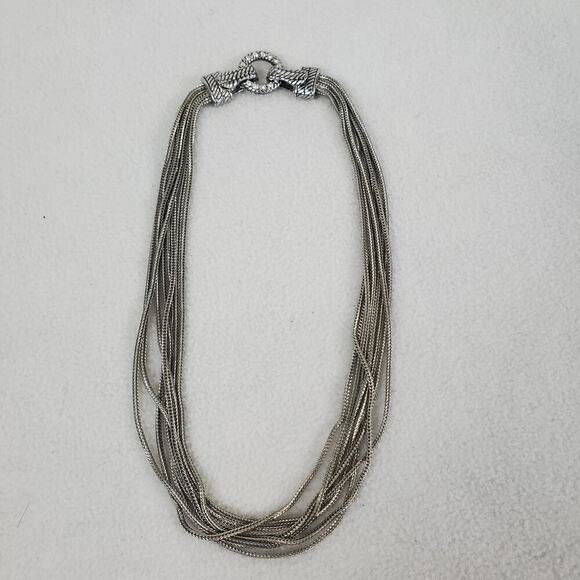 Premier Design Rhinestone Magnetic Choker Multi-strand Necklace Silver Gray - Picture 3 of 6